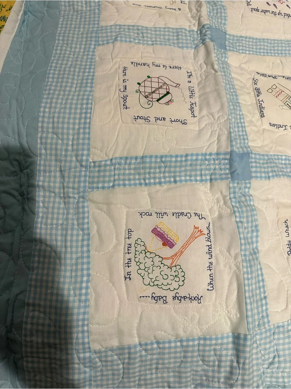 Handmade Blue and White Patchwork Baby Quilt